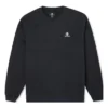 Sudadera de cuello redondo de felpa cepillada con estrella bordada y diseño en zigzag Tallas asiáticas «Negro»