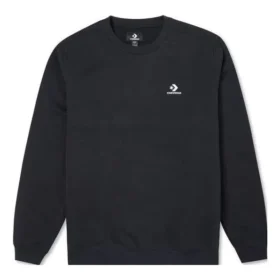 Sudadera de cuello redondo de felpa cepillada con estrella bordada y diseño en zigzag Tallas asiáticas «Negro»