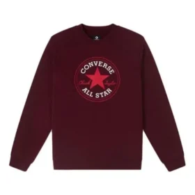 Sudadera de felpa de cuello redondo Go-To Chuck Taylor All Star con parche, corte estándar, tallas asiáticas, «Burgundy»