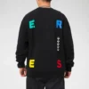 Sudadera deportiva de cuello redondo con letras en contraste Tallas asiáticas «Negro»