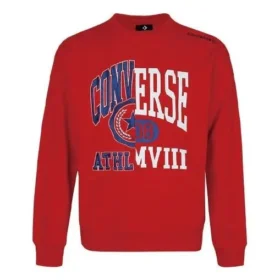 Sudadera unisex con cuello redondo y estampado de logotipo, color rojo