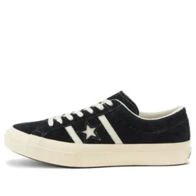 Zapatillas bajas unisex de ante con estrellas y rayas, color negro
