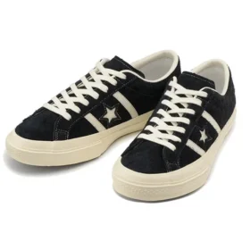 Zapatillas bajas unisex de ante con estrellas y rayas, color negro