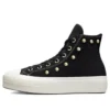 Zapatillas Chuck Taylor All Star de caña alta con plataforma, ante y tachuelas «Negro»