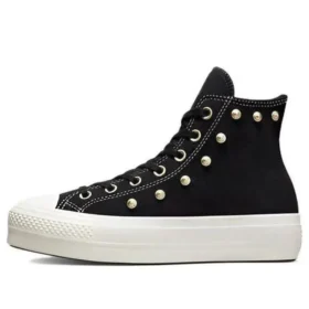 Zapatillas Chuck Taylor All Star de caña alta con plataforma, ante y tachuelas «Negro»