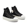 Zapatillas Chuck Taylor All Star de caña alta con plataforma, ante y tachuelas «Negro»
